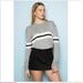 Brandy Melville Sweaters | Brandy Melville Bernadette Sweater Grey White Stripped Wool Cotton Blend | Color: Black/Cream/White | Size: One Size Fits All