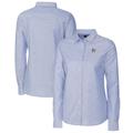 Women's Cutter & Buck Light Blue Miami Marlins Americana Logo Oxford Stretch Long Sleeve Button-Up Shirt