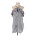 Ann Taylor LOFT Casual Dress - Shift Halter Short sleeves: Blue Print Dresses - Women's Size X-Small Petite