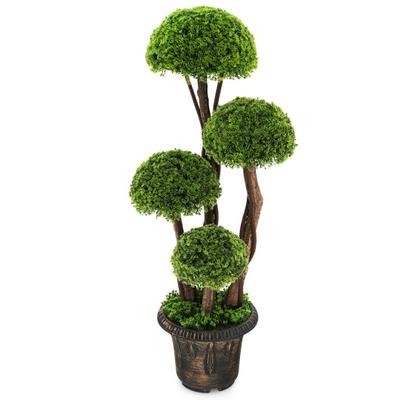 Costway 3 Feet Decorative Artificial Cedar Topiary Tree with Rattan Trunk