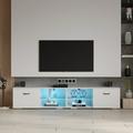 TV cabinet with LED light white TV cabinet