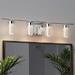 4-Light Bathroom Vanity Light Fixture: Modern 3 Color Dimmable LED Bathroom Lights Over Mirror Light Fixture Above Mirror Chrome Metal Wall Sconce Lighting for Bedroom Living Room Restroom Bath Sink