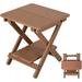 NALONE Adirondack Folding Table 15.7 Outdoor Side Table HDPE Plastic Double End Table Portable for Camping Patio Picnic Porch Deck (Teak)