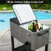 OverPatio 80QT Cooler Cart Rolling Function with Shelf Wood Grain Accent Ice Chest Gray