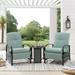 Ulax Furniture 2-Person Conversation Set Seating Group with Recliner Chairs and Metal End Table (Turquoise)