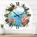 DESIGN ART Designart Birds and Flowers By The Blue Waterside Traditional wall clock 23 In. Wide x 23 In. High