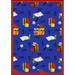 Joy Carpets 1564D-01 Kid Essentials Bookworm Language & Literacy Rectangle Rugs 01 Blue - 7 ft. 8 in. x 10 ft. 9 in.