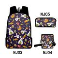 Easter Children School Bag Cool Funny Animation Print Middle Girls Kids Book Bag with Crossbody Bag and Pen Bag 3Pcs for Aged 7 to 15 Years for Gift to Daughter Son