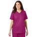 Plus Size Women's V-Neck Scrub Top by Comfort Choice in Raspberry (Size L)