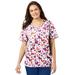 Plus Size Women's Scoopneck Scrub Top by Comfort Choice in White Heart (Size 2X)