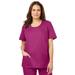 Plus Size Women's Scoopneck Scrub Top by Comfort Choice in Raspberry (Size 3X)