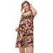 Plus Size Women's Tank Overlay Knit Romper by ellos in Black Pink Print (Size 18/20)