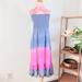 Free People Dresses | Free People Tie Dye Lace Silk Pink Cottage Core Boho Midi Strapless Dress | Color: Blue/Pink | Size: Xl