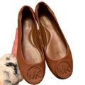 Michael Kors Shoes | Michael Kors Mk Lindsay Logo Leather Ballet Flats | Color: Tan | Size: 6