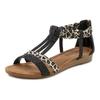 Sandale LASCANA "Sommerschuh, Sandalette", Damen, Gr. 42, schwarz (schwarz, leo), Obermaterial: 50% Lederimitat, 50% Textilmaterial. Futter: 100% Lederimitat. Decksohle: 100% Lederimitat. Laufsohle: 100% Synthetik, bedruckt, modisch, Schuhe...