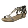 Sandale LASCANA "Sommerschuh", Damen, Gr. 41, braun (schwarz gepunktet), Obermaterial: 100% Textilmaterial. Futter: 100% Lederimitat. Decksohle: 100% Lederimitat. Laufsohle: 100% Synthetik, gepunktet, modisch, Schuhe Damenschuh Sommerschuh...