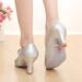 Cathalem Dress Wedges for Women Women s Modern Dance Shoes Indoor Dance Shoes Friendship Dance Square Dance Bridal Shoes Size 12 Silver 6.5