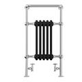 AQUAWORLD Traditional Old Style Victorian Radiators for Central Heating With Chrome Matt Black finish Using Low Carbon SteelTowel Warmer Rack 5 Column 952 X 500 X 225 (Free Radiator Valves)