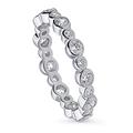 BERRICLE Sterling Silver Bubble Wedding Rings Bezel Set Cubic Zirconia CZ Anniversary Eternity Ring for Women, Rhodium Plated Size 4-10, 5.5 UK, Sterling Silver Cubic Zirconia, Cubic Zirconia