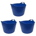 75L Litre Large Robust Flexi Tubs Multipurpose Flexible Rubber Storage Container Buckets Garden Trugs Laundry Basket Polyethylene Flex Tub For Home Gardening Toys -Made in UK (Set of 3, Blue)