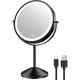 Houflody 8 Inch Lighted Makeup Mirror 1X/10X Magnifying LED Makeup Mirror 3 Color Dimmable Lighting Modes Rechargeable Cordless Cosmetic Mirror with Touch Control Vanity Mirror 360Â° Rotation Black