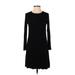 Old Navy Casual Dress - A-Line Crew Neck Long sleeves: Black Print Dresses - Women's Size X-Small