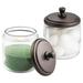 mDesign Round Glass Apothecary Canister Jar with Steel Lid 2 Pack Clear/Bronze