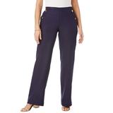 Plus Size Women's Linen Wide Leg Sailor Pant by Jessica London in Navy (Size 26 W)