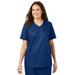 Plus Size Women's V-Neck Scrub Top by Comfort Choice in Evening Blue (Size M)