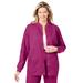 Plus Size Women's Snap Front Scrub Jacket by Comfort Choice in Raspberry (Size M)