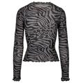 Langarmshirt URBAN CLASSICS "Damen Ladies AOP Mesh Turtleneck Longsleeve" Gr. M, grau (asphalt, black) Damen Shirts Jersey