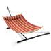 Dovecove Bartholomew Double Spreader Bar Hammock w/ Stand Polyester in Blue | 47 H x 39.5 W x 147.5 D in | Wayfair 309BC0EADA86465BB134299F394AC380