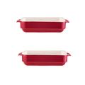 MHUI Rectangle Ceramic Baking Dish Ideal for Oven Dish, Lasagne Dish, Small Casserole Dish Small Baking Dish, Set of 2,Red,7inch