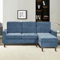 Blue Sectional - Ebern Designs Chastidy 79.99" Wide Chenille Reversible Modular Sofa & Chaise w/ Ottoman Chenille, | Wayfair