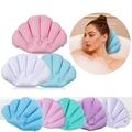 Chok Inflatable Bath Pillow with Suction Cups Terry Cloth Covered Bath Pillow Shell Shape Bathtub Spa Pillow Comfortable Soft Bath Cushion Neck Support for Bathtub (Green)