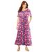 Plus Size Women's Open-Shoulder Pocket Maxi Dress by Catherines in Pink Burst Floral (Size 1X)