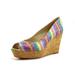 Nine West Shoes | Nine West Cheerful Rainbow Wedge Open Toe Sandals Size 9.5m | Color: Pink/Purple | Size: 9.5