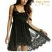 Free People Dresses | Free People Salinas Foil Print Gold Glitter Black Lace Overlay Dress | Color: Black/Gold | Size: 2