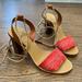 J. Crew Shoes | J. Crew Raffia Ankle-Tie High-Heel Sandal | Color: Pink/Tan | Size: 7.5