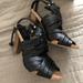 Coach Shoes | Coach Adrienn Vacchetta Black Strappy Heels 8.5 | Color: Black/Tan | Size: 8.5