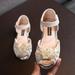 nsendm Girls Rhinestone Flower Shoes Low Heel Princess Shoes Flower Wedding Party Dress Pump Shoes For Kids Shoes Toddler 5 Beige 5 Years