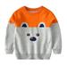 Qufokar Kids V Neck Kids Hoodies Boys Toddler Boys Girls Patchwork Colour Cartoon Bear Print Sweater Long Sleeve Warm Knitted Pullover Knitwear Tops Sweater