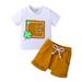 YDOJG Boy Outfit 2Pcs Toddler Baby Boy Summer Clothes Set Letter Print Short Sleeve T Shirt Solid Drawstring Shorts Pants Outfit For 2-3 Years