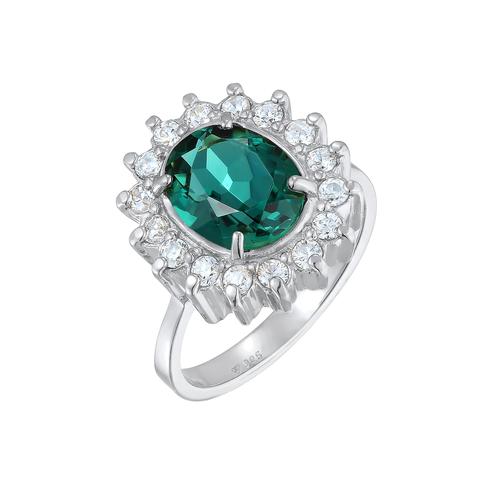 Elli PREMIUM Cocktailring Quarz Grün Royal Zirkonia 925 Silber 56 Damen