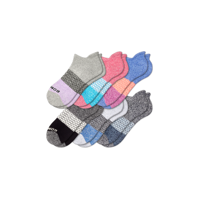 Women's Tri-Block Marl Ankle Sock 6-Pack - Mixed - Small - Bombas