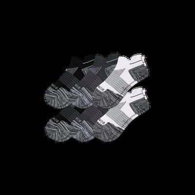 Men's Running Ankle Sock 6-Pack - White Charcoal Black - Extra Large - Bombas