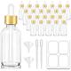 Bumobum 2 oz Dropper Bottle, Clear Glass Eye Dropper Bottles with Golden Top Cap for Essential Oils, 24 pack Tincture Bottle with Labels and Funnel
