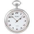 Woodford Chrome Plated Arabic Open Face Mechanical Pocket Watch - Silver/White