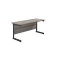 Jemini Rectangular Single Upright Cantilever Desk 1800x600x730mm Grey Oak/Black KF810965