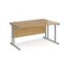 Office Desk | Right Hand Wave Desk 1400mm | Oak Top With Silver Frame | Maestro 25 MC14WRSO